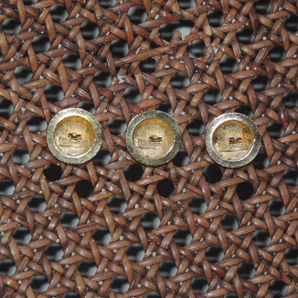 3 Vintage CHANEL Buttons Gold Quilt CC Design Authentic Signed 19mm or 3/4" - Picture 3 of 4